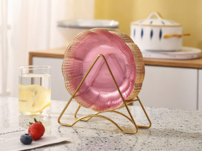 Conjunto de 8 Pratos Luxo com Borda Dourada