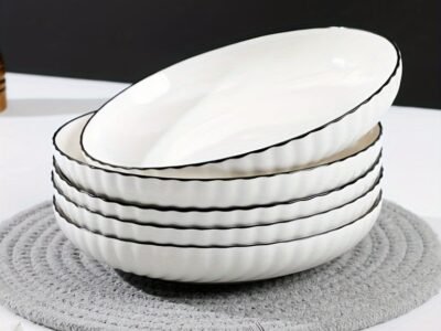 Conjunto de 4 Pratos em Cerâmica White & Black