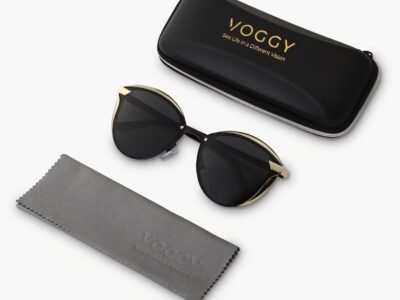 VOGGY Eyewear Design – Sofisticação Retro Borboleta com Detalhes Gold