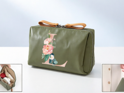 Necessaire Personalizada Inicial e Flor Maquiagem