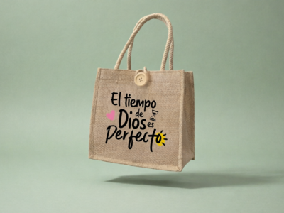 Bolsa Tote Personalizada Frase Religiosa em Juta