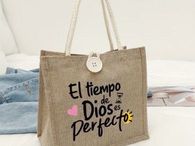 Bolsa Tote Personalizada Frase Religiosa em Juta