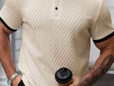 Polo Masculina Jacquard Premium Textura em Relevo