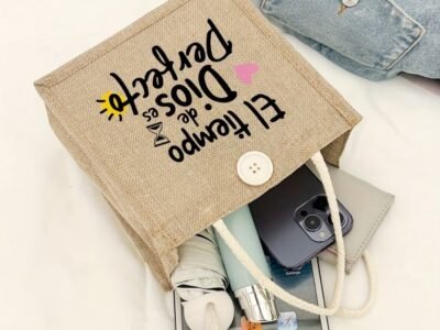 Bolsa Tote Personalizada Frase Religiosa em Juta