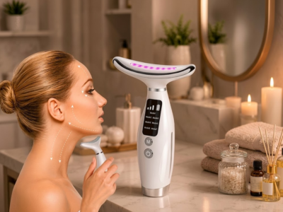 Massageador Facial e Pescoço LED Firmeza da Pele