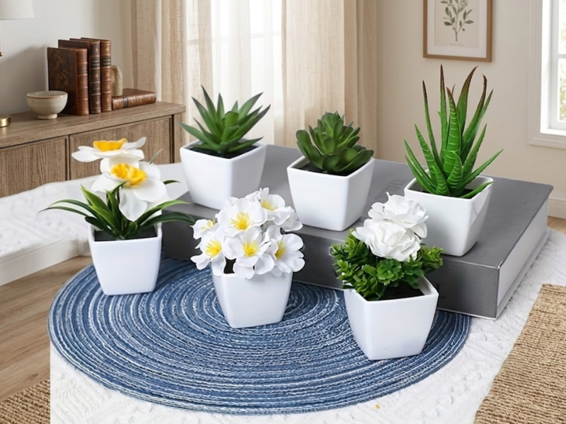 Conjunto 6 Peças Plantas Artificiais com Vaso