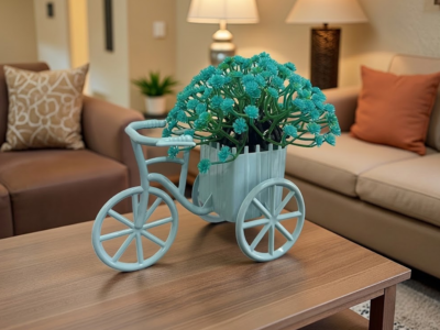 Arranjo de Flores Artificiais com Vaso Bicicleta