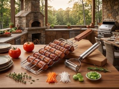 Kit Descascador Ralador Inox + Grelha para Linguiça
