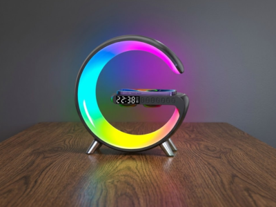 Caixa De Som Bluetooth Luminaria LED RGB Relogio G
