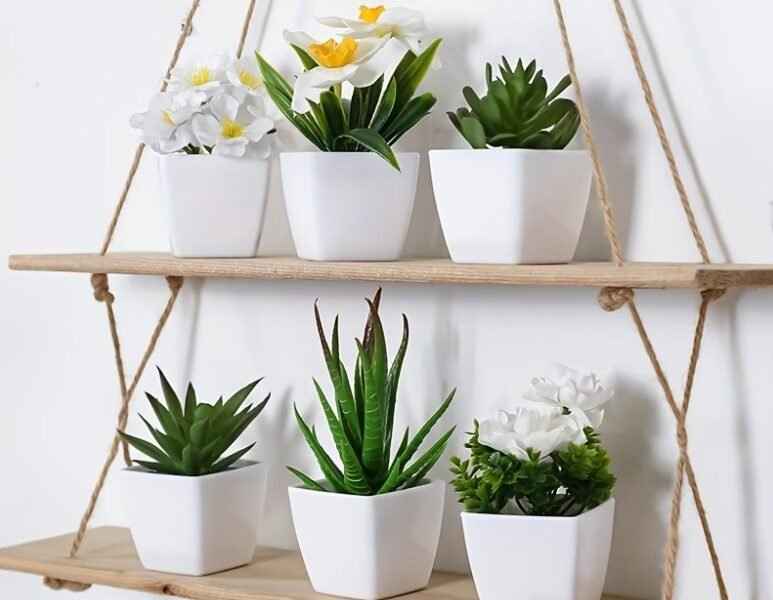 Conjunto 6 Peças Plantas Artificiais com Vaso