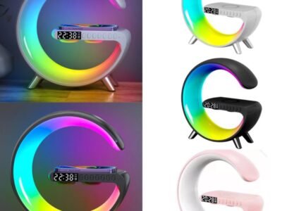 Caixa De Som Bluetooth Luminaria LED RGB Relogio G