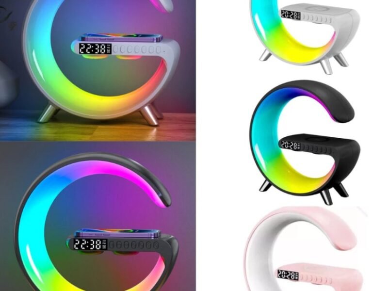 Caixa De Som Bluetooth Luminaria LED RGB Relogio G