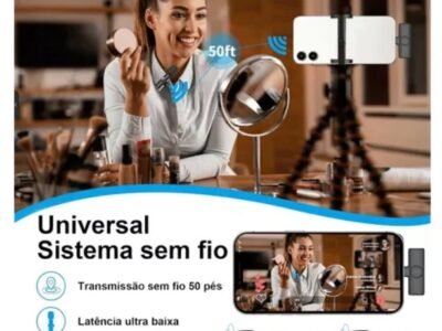 Microfone Lapela Duplo Sem Fio Tipo C E iOS HMaston