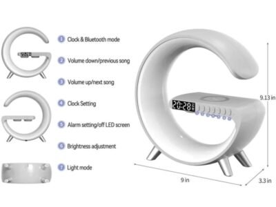 Caixa De Som Bluetooth Luminaria LED RGB Relogio G