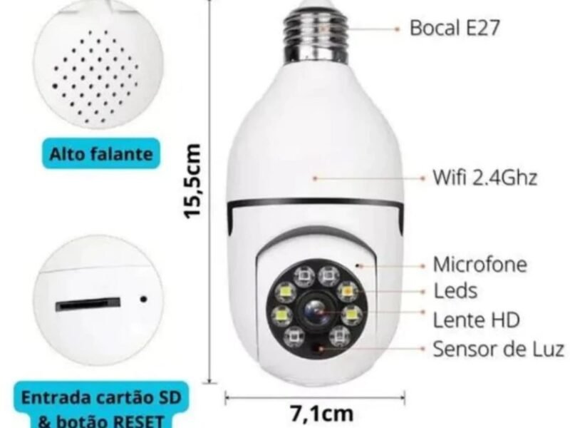 Camera Lampada Seguranca Wifi 360 Soquete E27 IP