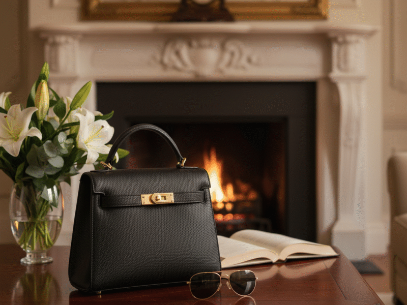 Bolsa de Couro Preta Clássica e Elegante