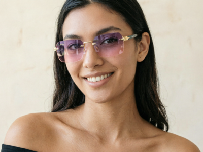 Óculos de Sol Luxury – Design Sem Armação com Lentes Degradê e Estojo Premium