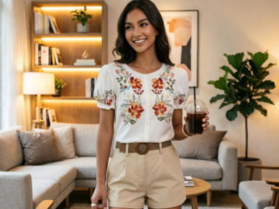 Blusa Cardigã Feminina Floral com Botões e Manga Princesa – Estilo Boho Chic