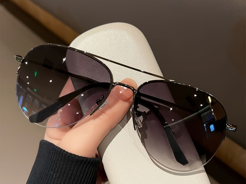 Óculos Aviador Rimless Modernos Adereços