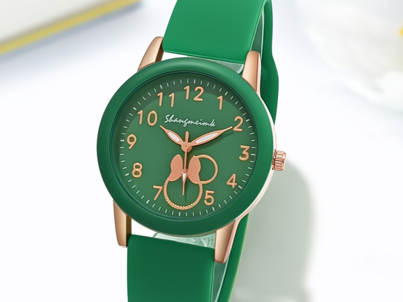 Relógio de Silicone Moderno Verde Esmeralda