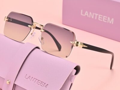 Óculos de Sol Luxury – Design Sem Armação com Lentes Degradê e Estojo Premium