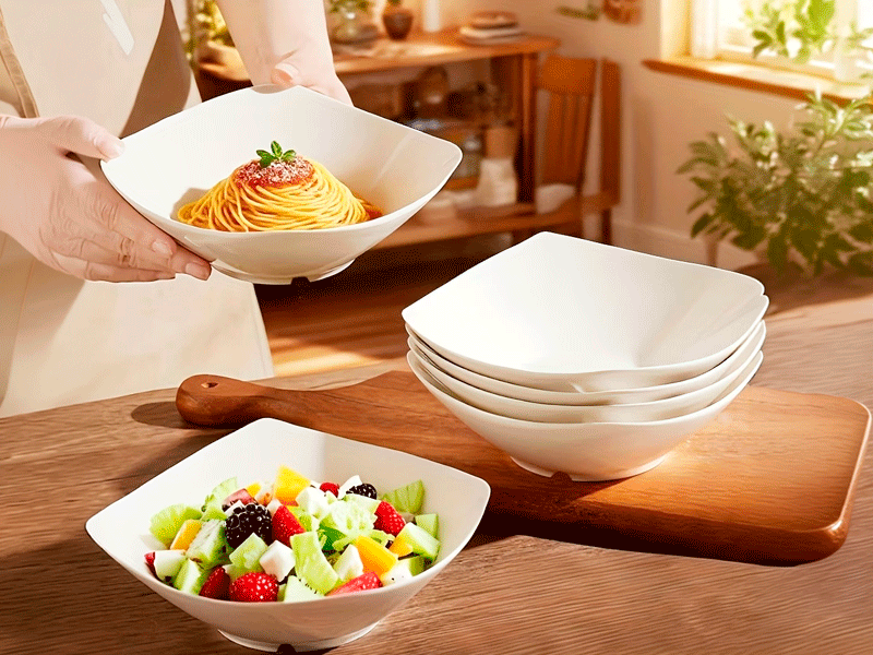 Conjunto de 4 Tigelas Quadradas com Cantos Elevados