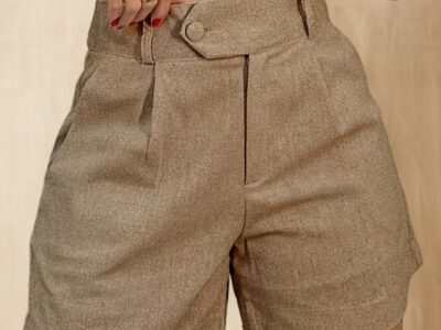Short Linho Feminino Khaki Look Estiloso