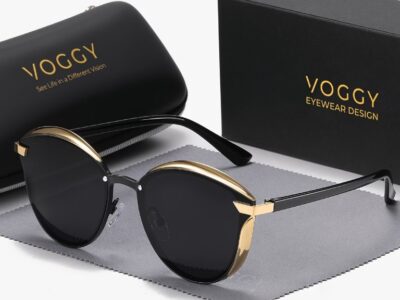 VOGGY Eyewear Design – Sofisticação Retro Borboleta com Detalhes Gold