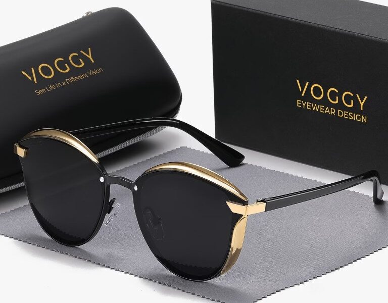 VOGGY Eyewear Design – Sofisticação Retro Borboleta com Detalhes Gold