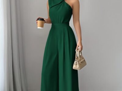 Aluguel Macacão Ombro Único Emerald Green – Estilo Red Carpet