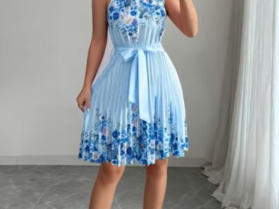 Aluguel Vestido Midi Floral Botânico com Cinto Estruturado