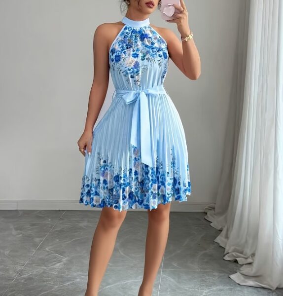 Aluguel Vestido Midi Floral Botânico com Cinto Estruturado