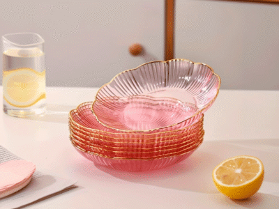 Aluguel Pratos Creme com Formato de Pétala e Borda Dourada - 8 Unidades