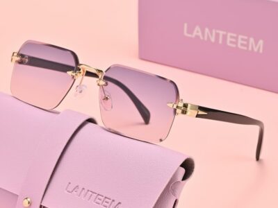 Óculos de Sol Luxury – Design Sem Armação com Lentes Degradê e Estojo Premium