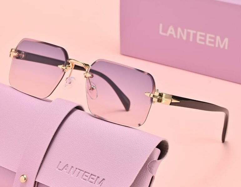 Óculos de Sol Luxury – Design Sem Armação com Lentes Degradê e Estojo Premium