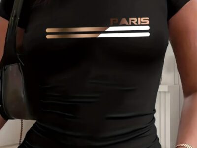 T-shirt Feminina Preta Paris Look Casual