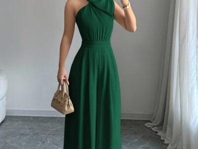 Aluguel Macacão Ombro Único Emerald Green – Estilo Red Carpet