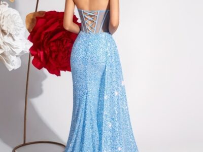 Vestido de Noite Azul Cintilante – Aluguel com Ajuste Personalizado