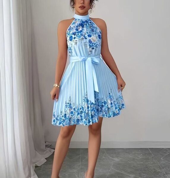 Aluguel Vestido Midi Floral Botânico com Cinto Estruturado