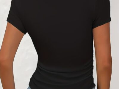 T-shirt Feminina Preta Paris Look Casual