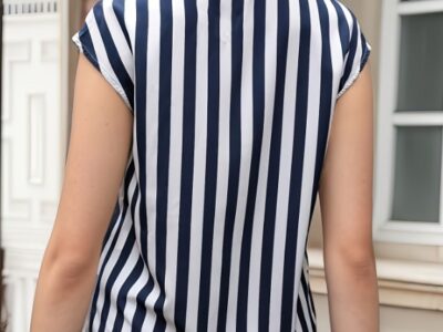 Blusa Feminina Estilo Único Listras Azuis