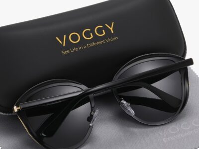 VOGGY Eyewear Design – Sofisticação Retro Borboleta com Detalhes Gold
