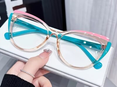 Óculos VOGGY Cat-Eye Color Block – O Segredo para o Look Perfeito