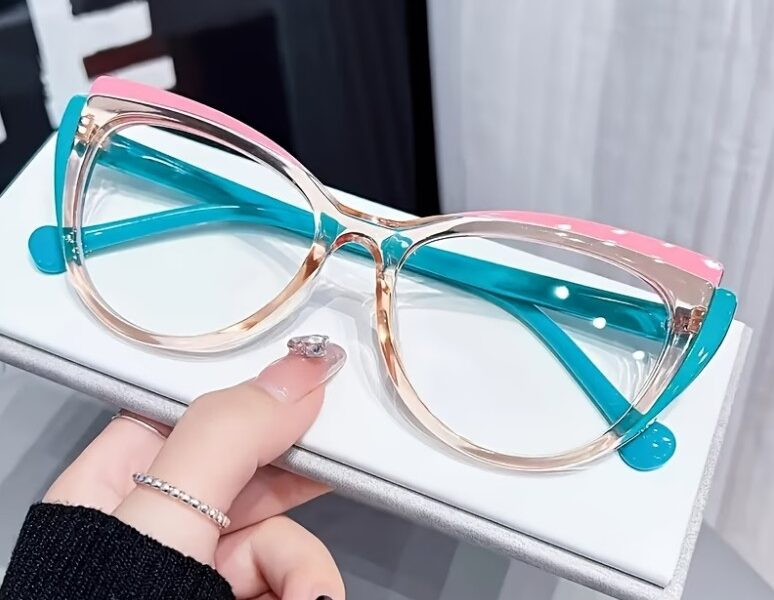 Óculos VOGGY Cat-Eye Color Block – O Segredo para o Look Perfeito