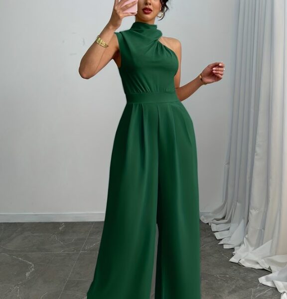 Aluguel Macacão Ombro Único Emerald Green – Estilo Red Carpet