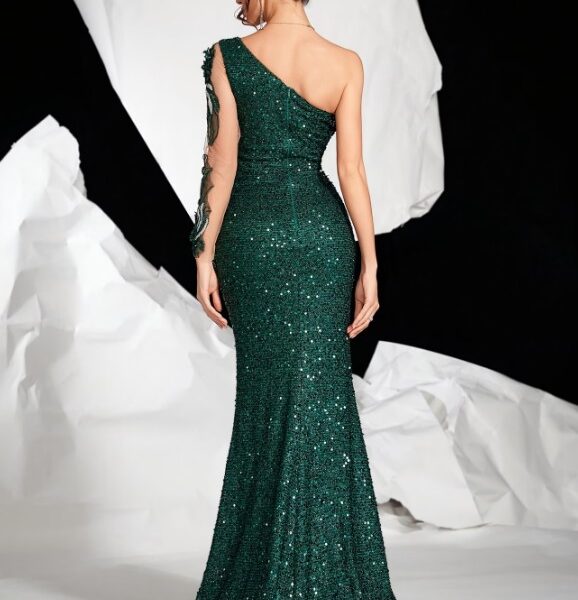 Aluguel de Vestido Longo Rose Gold com Bordados Florais 3D