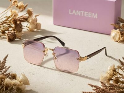 Óculos de Sol Luxury – Design Sem Armação com Lentes Degradê e Estojo Premium