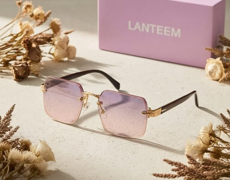 Óculos de Sol Luxury – Design Sem Armação com Lentes Degradê e Estojo Premium