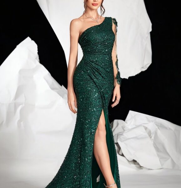 Aluguel de Vestido Longo Rose Gold com Bordados Florais 3D