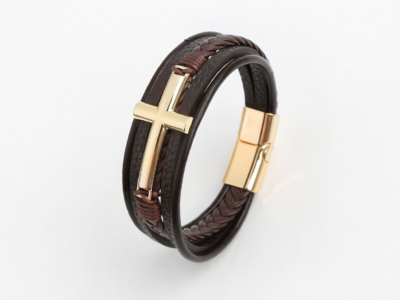 Pulseira Masculina Vintage em Couro Trançado
